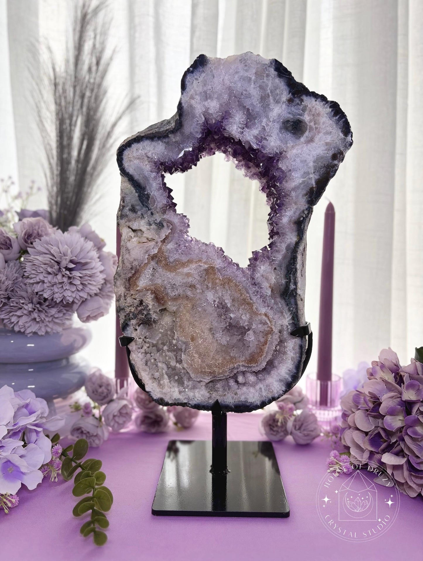 Pink Amethyst Rotating Slab Lustre Collection Statement Crystal Piece