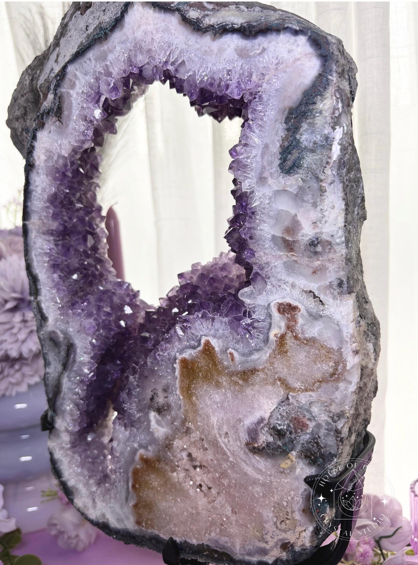 Pink Amethyst Rotating Slab Lustre Collection Statement Crystal Piece