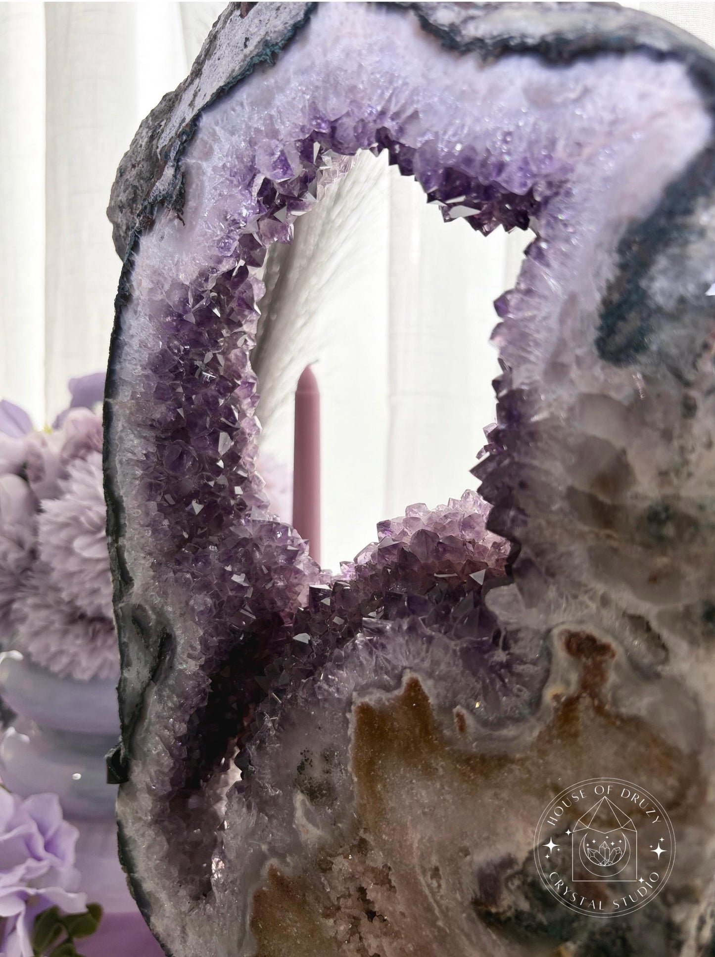 Pink Amethyst Rotating Slab Lustre Collection Statement Crystal Piece