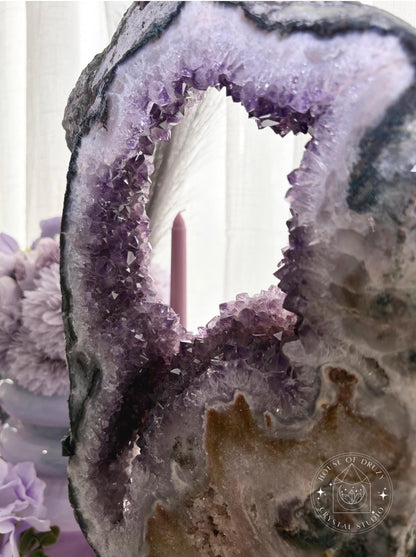 Pink Amethyst Rotating Slab Lustre Collection Statement Crystal Piece