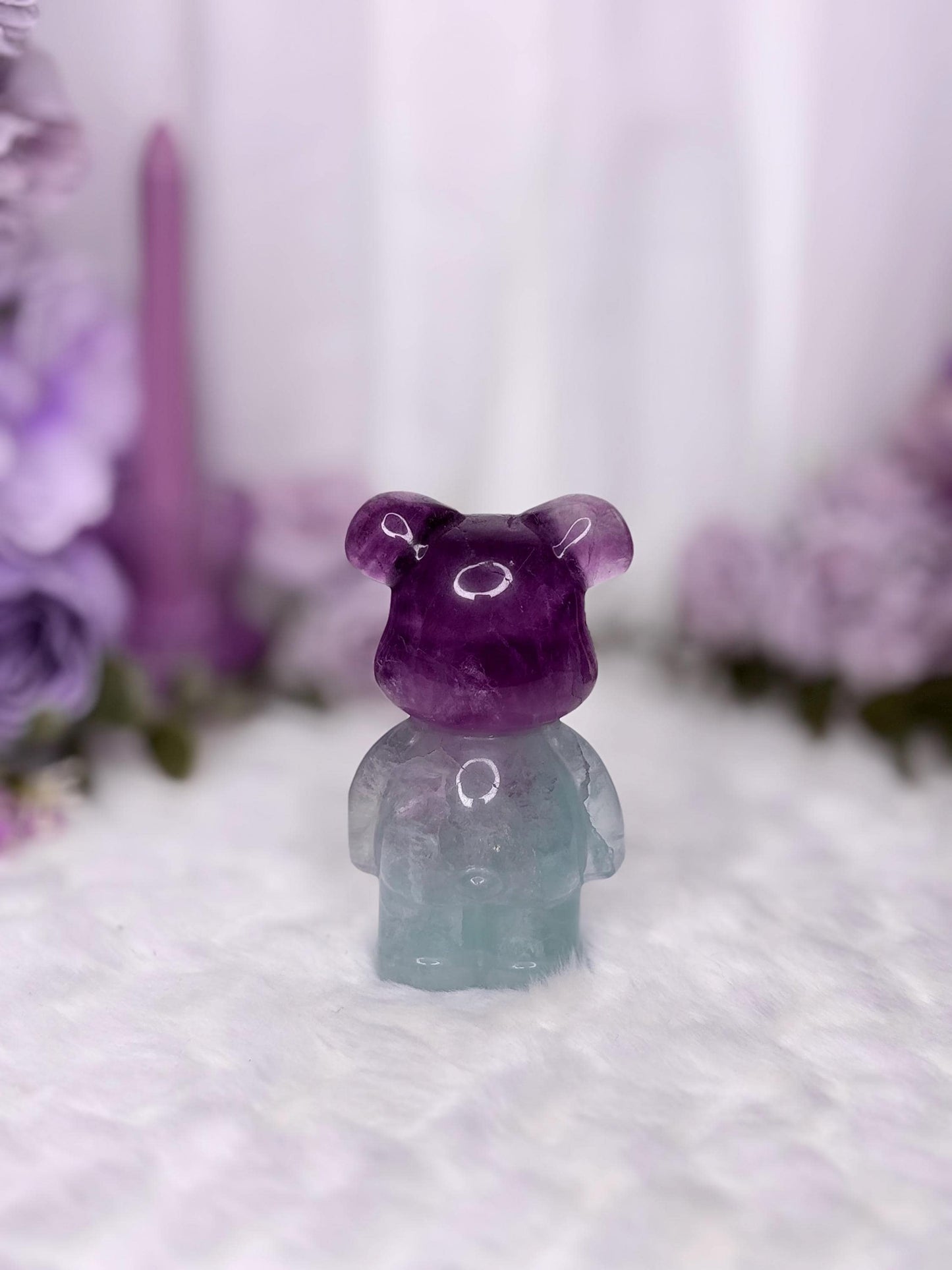 Fluorite Tiffany Blue & Purple Teddy Bear Carving Radiance Collection