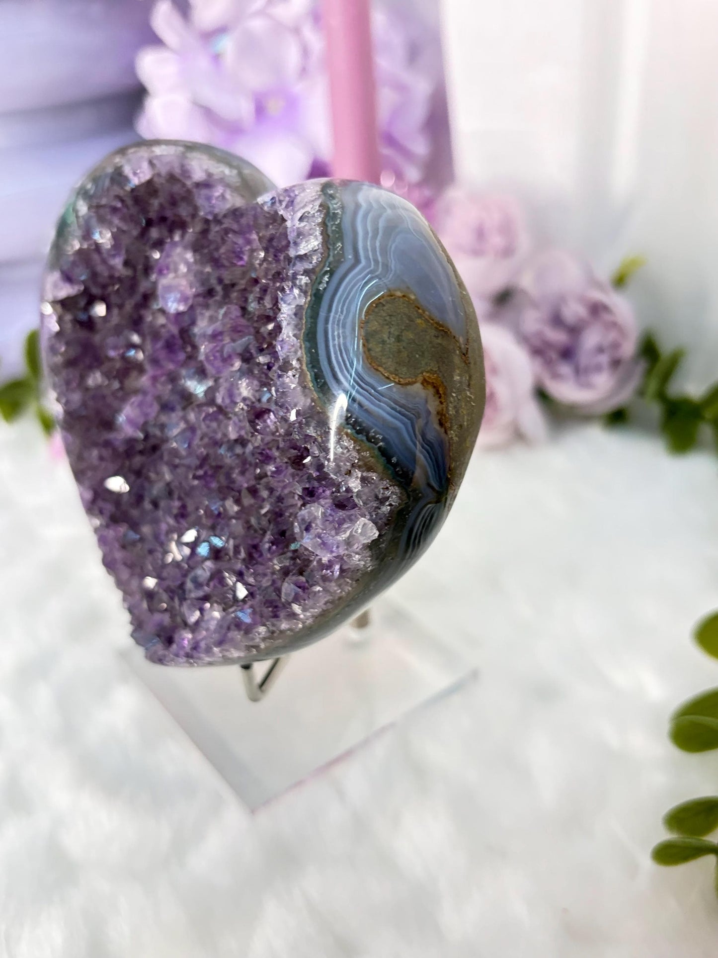 Amethyst Heart with Agate banding Radiance Collection