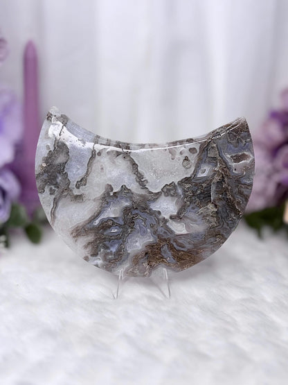 Moss Agate & Quartz Druzy Moon Crystal Radiance Collection