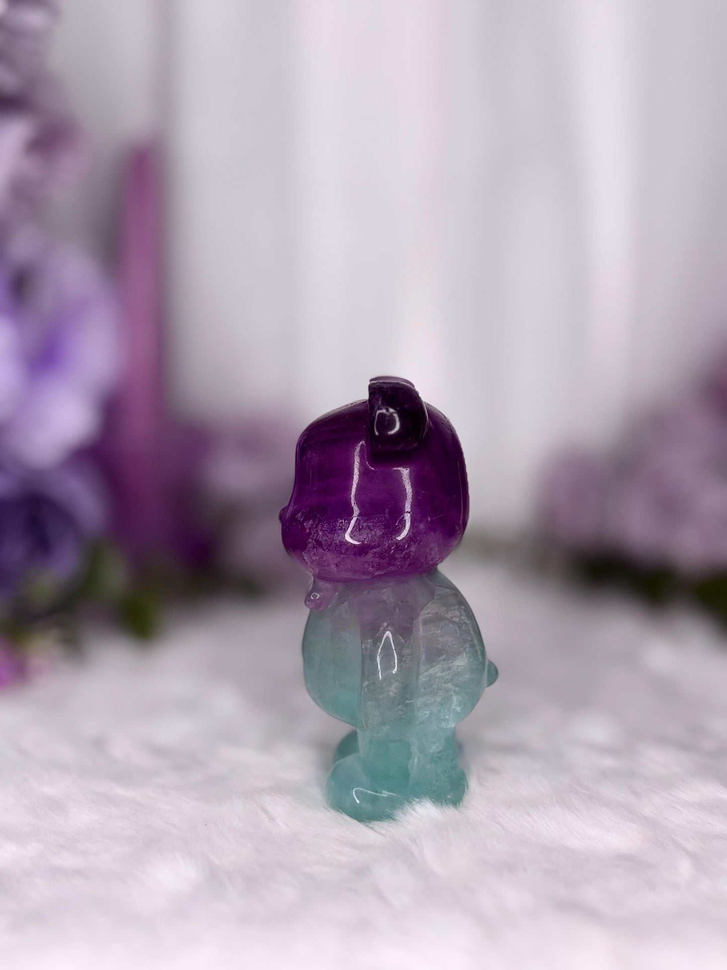 Fluorite Tiffany Blue & Purple Teddy Bear Carving Radiance Collection
