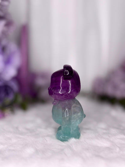 Fluorite Tiffany Blue & Purple Teddy Bear Carving Radiance Collection