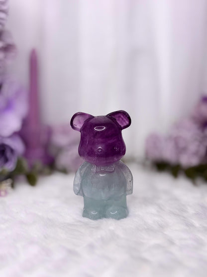 Fluorite Tiffany Blue & Purple Teddy Bear Carving Radiance Collection