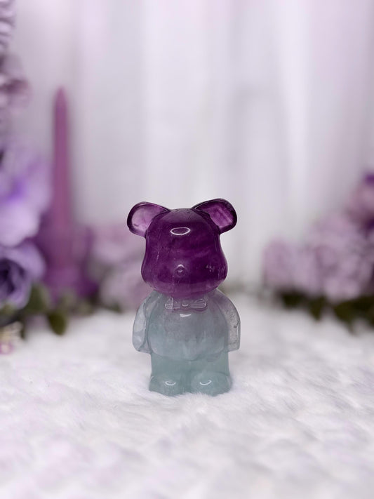 Fluorite Tiffany Blue & Purple Teddy Bear Carving Radiance Collection