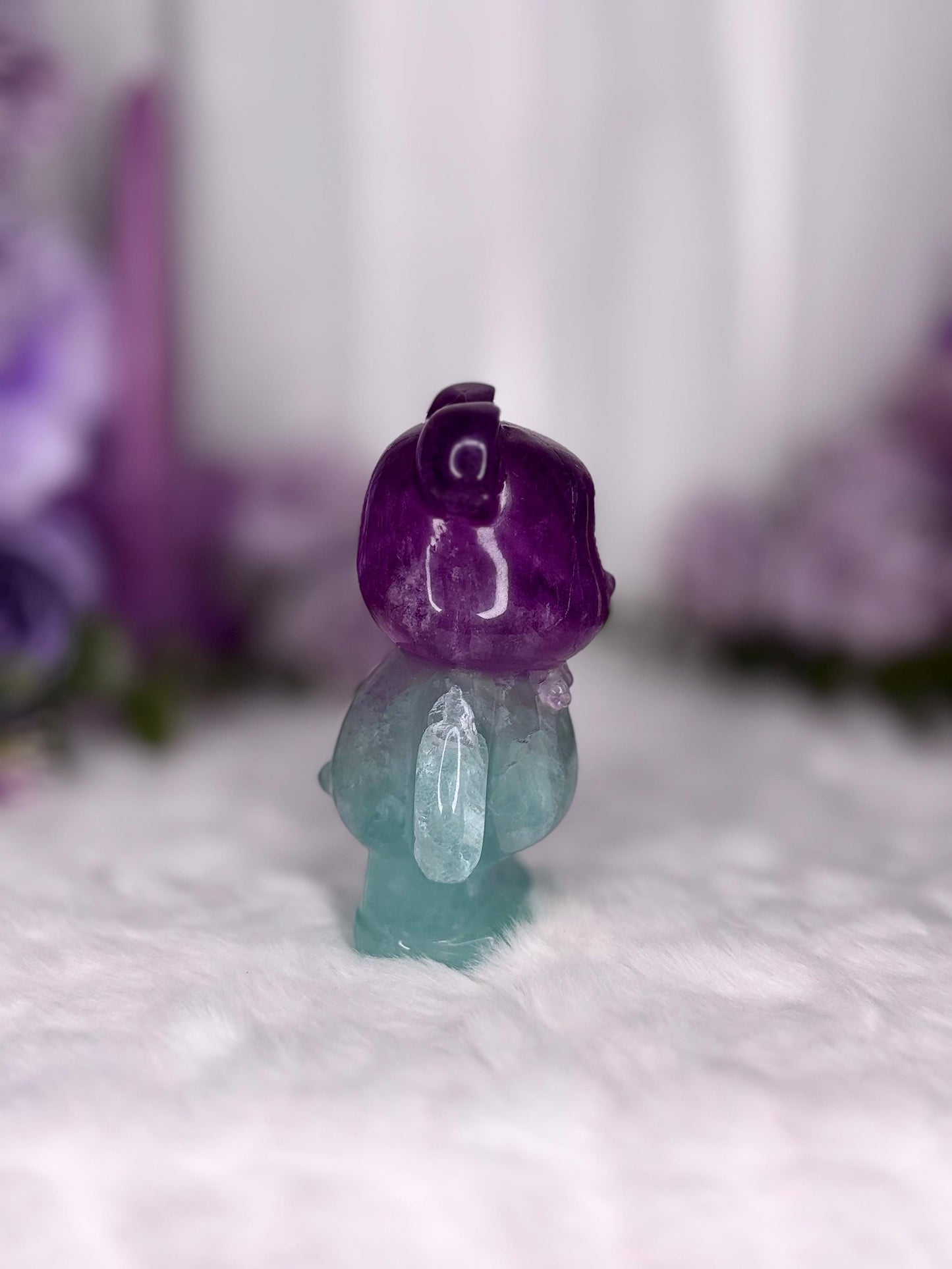 Fluorite Tiffany Blue & Purple Teddy Bear Carving Radiance Collection
