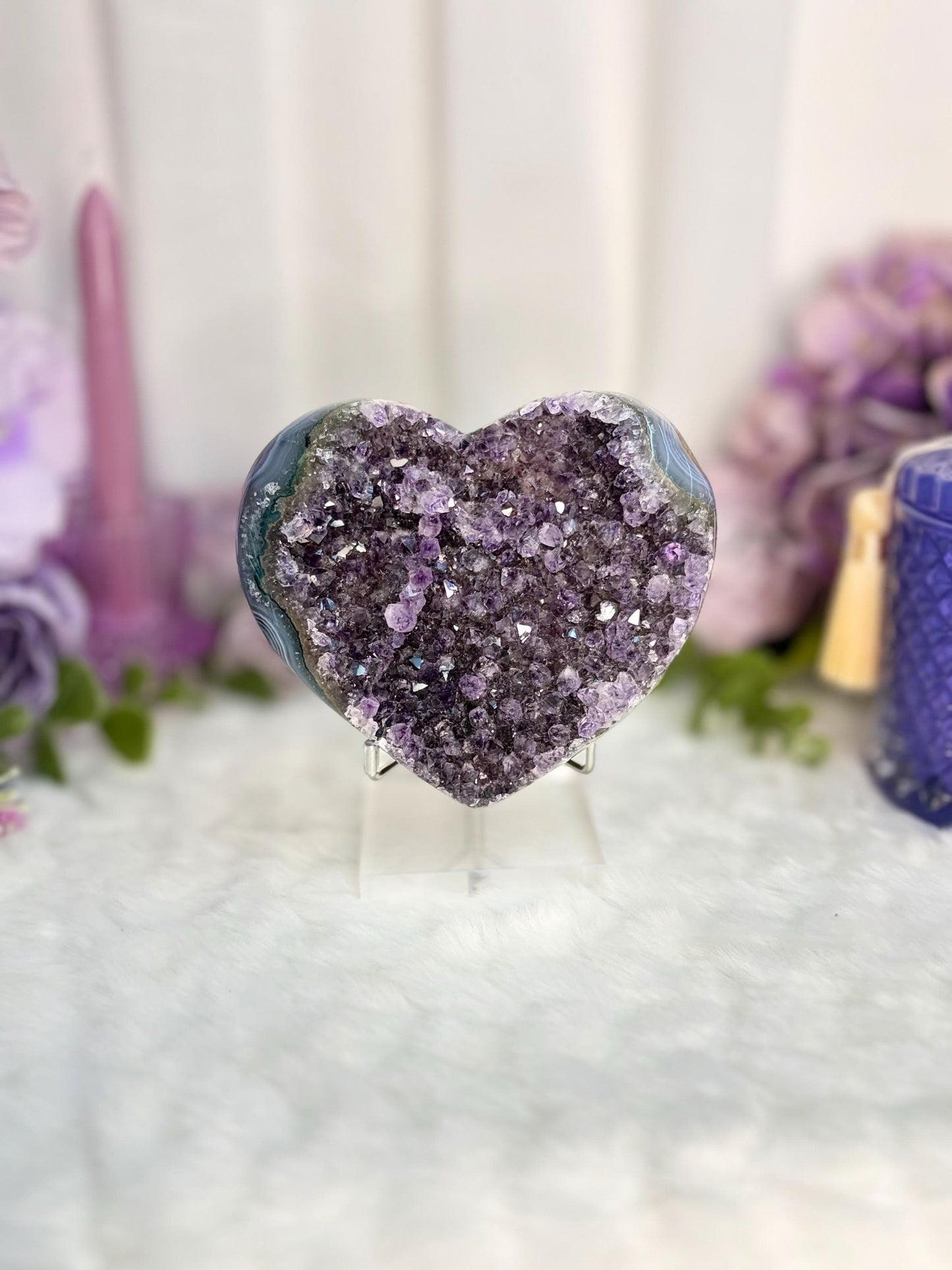 Amethyst Heart with Agate banding Radiance Collection